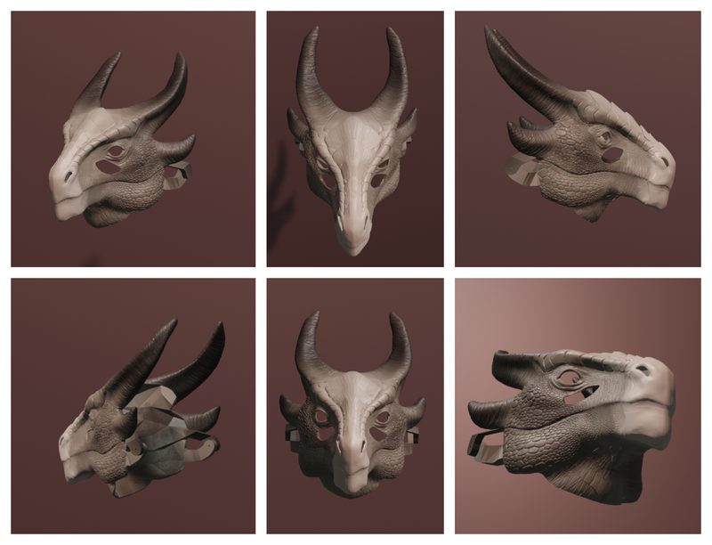 Crystal Dragon mask, painted print