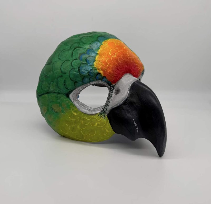 Parrot half mask, painted print